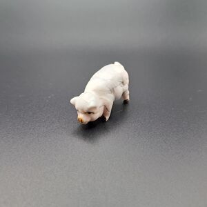 Vintage Miniature Pink Porcelain Pig Figurine - Small Bisque Ceramic Hog 1"